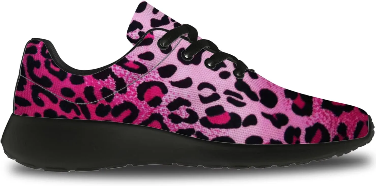 Leopard Cheetah Print Shoes Woman Tennis Shoes Athletic Running Shoes Soft Lightweight Walking Sneakers Gifts for Ladies Girls