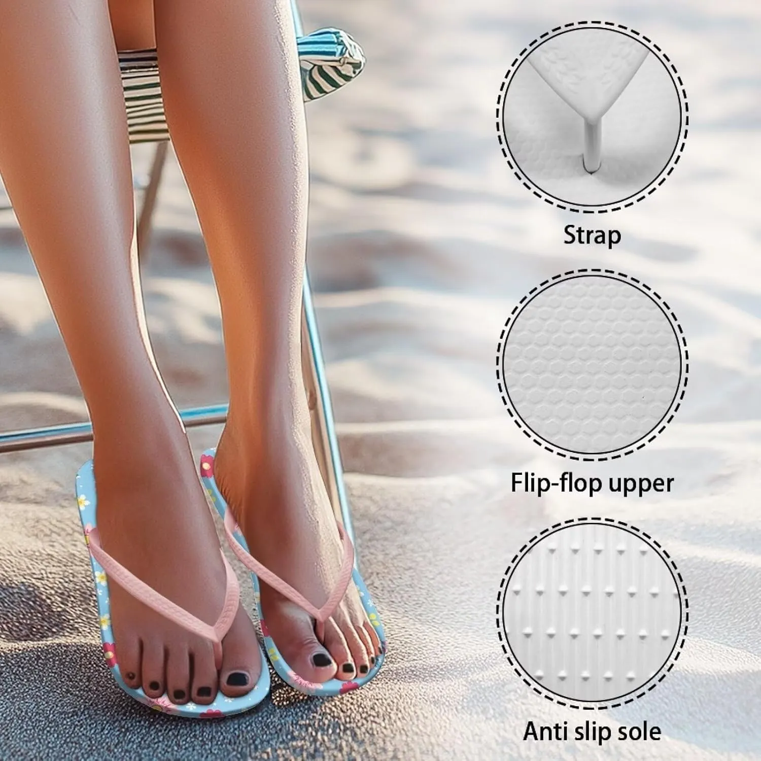 Lightweight Slip On Walking Flip Flops Sandals for Womens Nurse Fashion Quick Drying Outdoor Travel Slippers for Party Size 5.5-9.5 Pink Sole