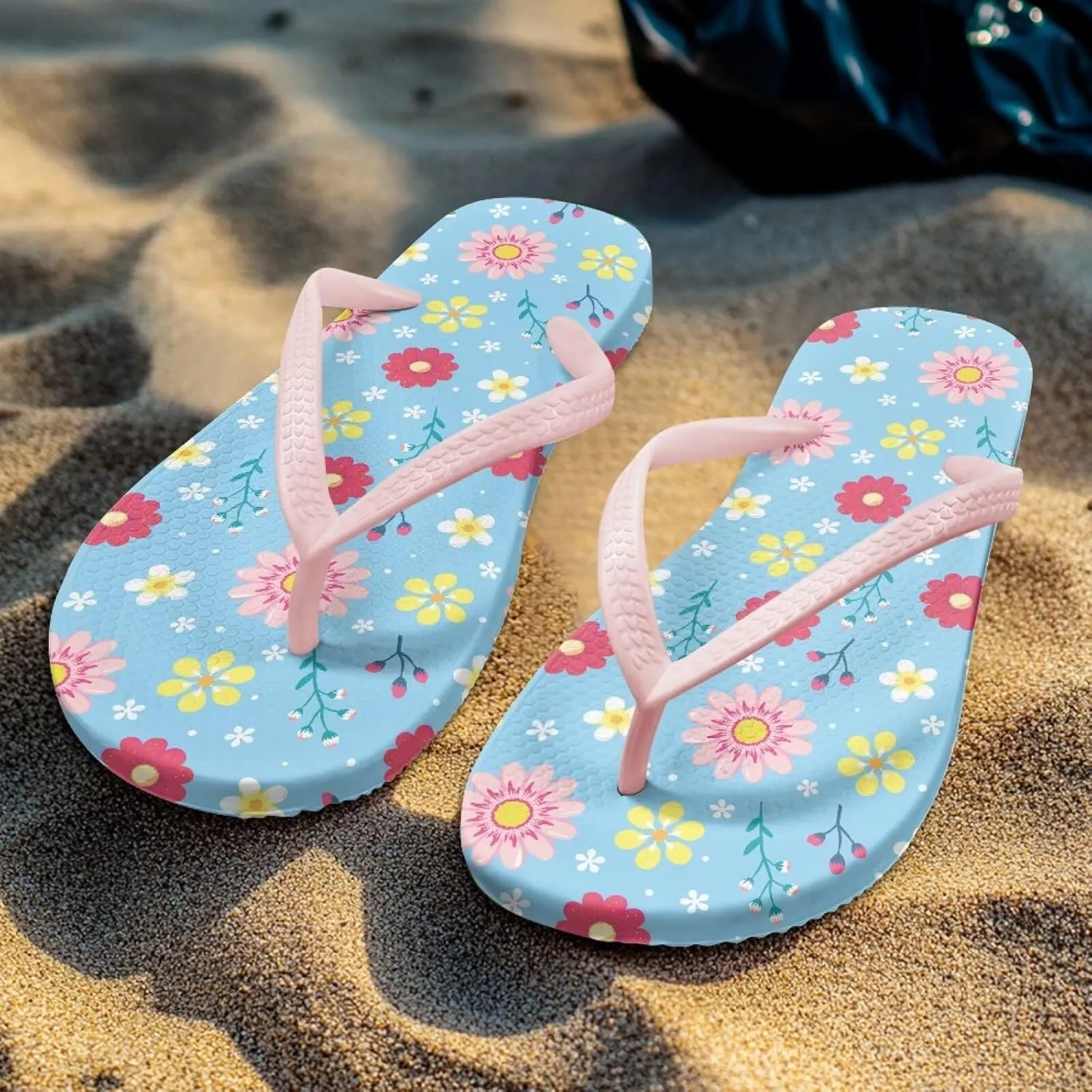 Lightweight Slip On Walking Flip Flops Sandals for Womens Nurse Fashion Quick Drying Outdoor Travel Slippers for Party Size 5.5-9.5 Pink Sole