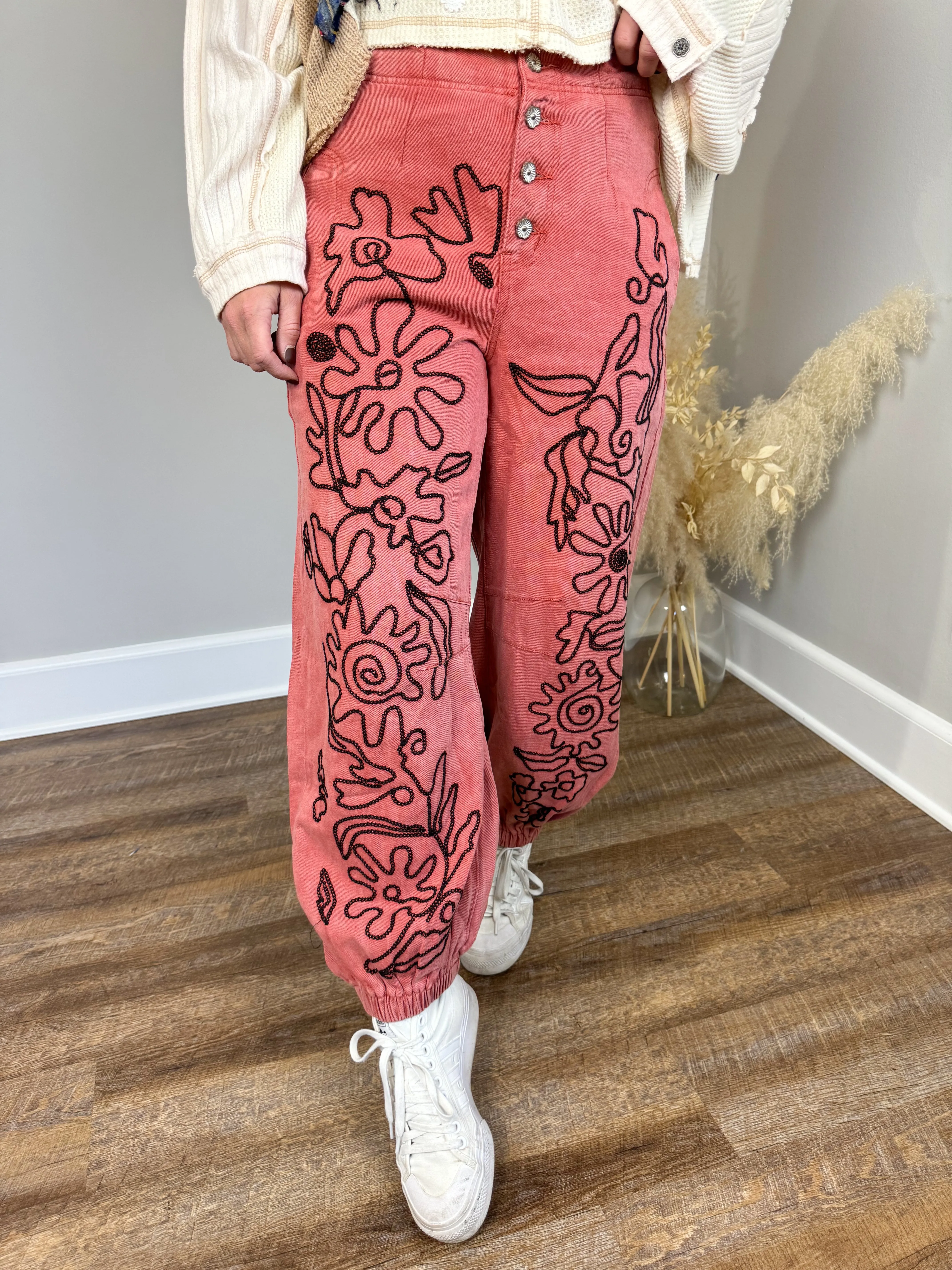 Malone Embroidered Pants | Apple