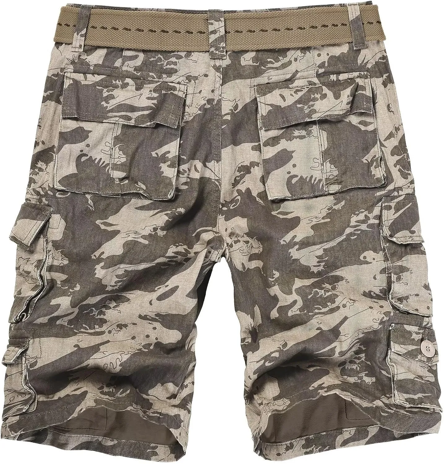 Mens Cargo Shorts Cotton Relaxed Fit Camo Shorts Casual Work Shorts with 9 Pockets No Belt