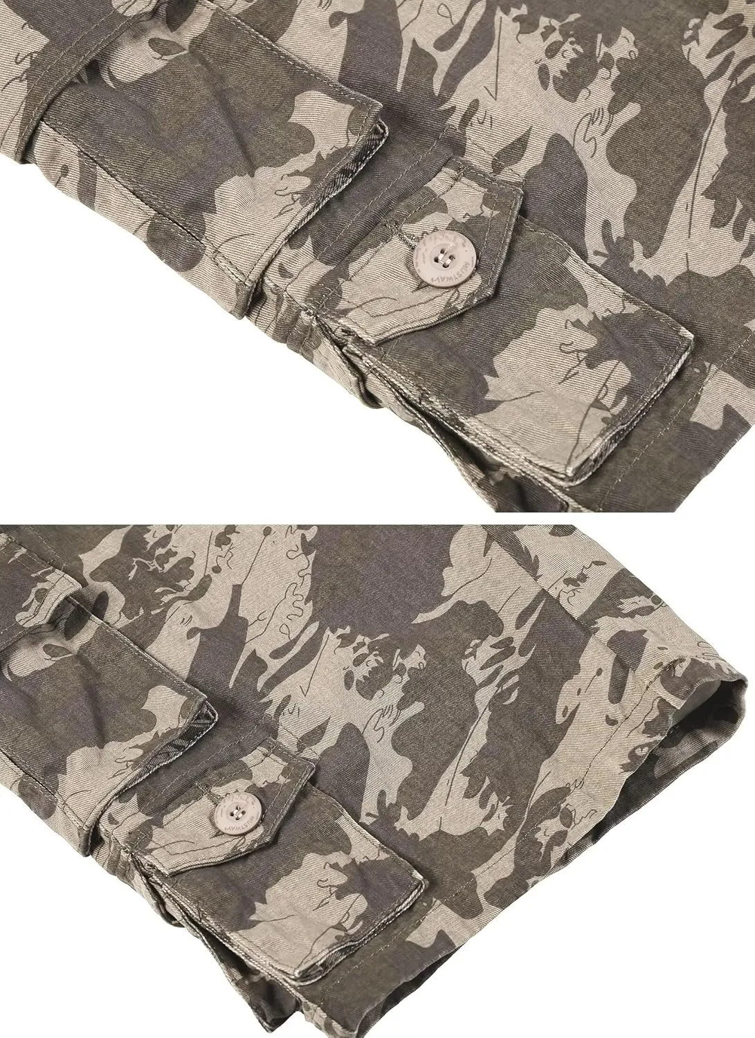 Mens Cargo Shorts Cotton Relaxed Fit Camo Shorts Casual Work Shorts with 9 Pockets No Belt