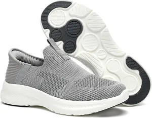 Men's Mesh Slip-On Orthopedic Walking Shoes with Arch Support Lightweight Breathable Softsole Knit Sneakers Leisure Comfort Tennis Workout Non-Slip Walking Shoes