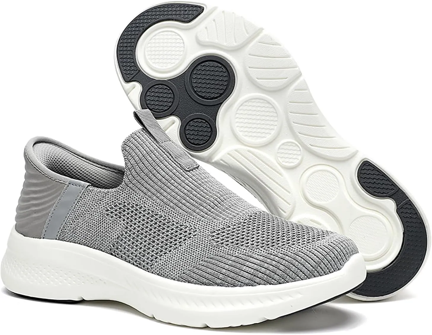Men's Mesh Slip-On Orthopedic Walking Shoes with Arch Support Lightweight Breathable Softsole Knit Sneakers Leisure Comfort Tennis Workout Non-Slip Walking Shoes