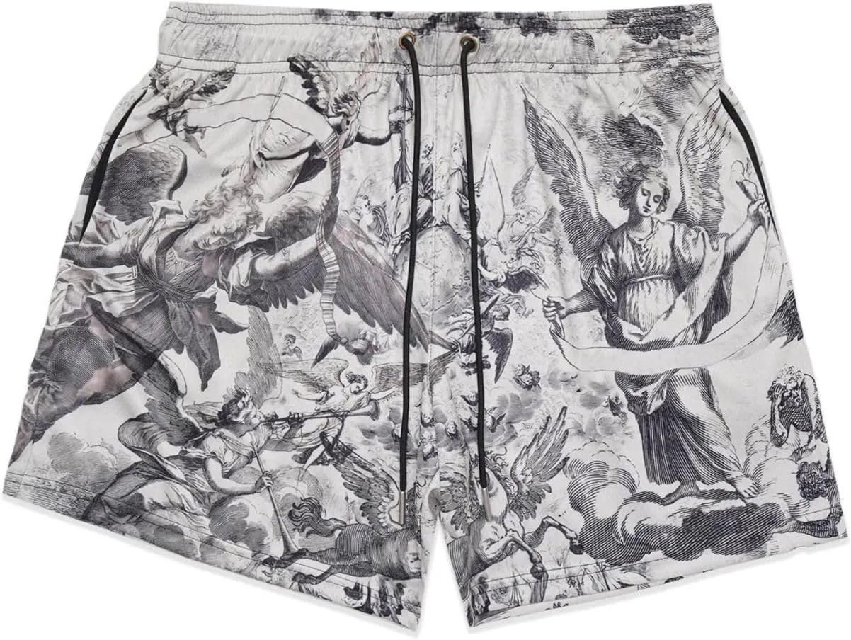 Men's Retro Basketball Shorts - Graphic Streetwear Breathable Mesh Gym Shorts, Lightweight Athletic Shorts with Drawstring