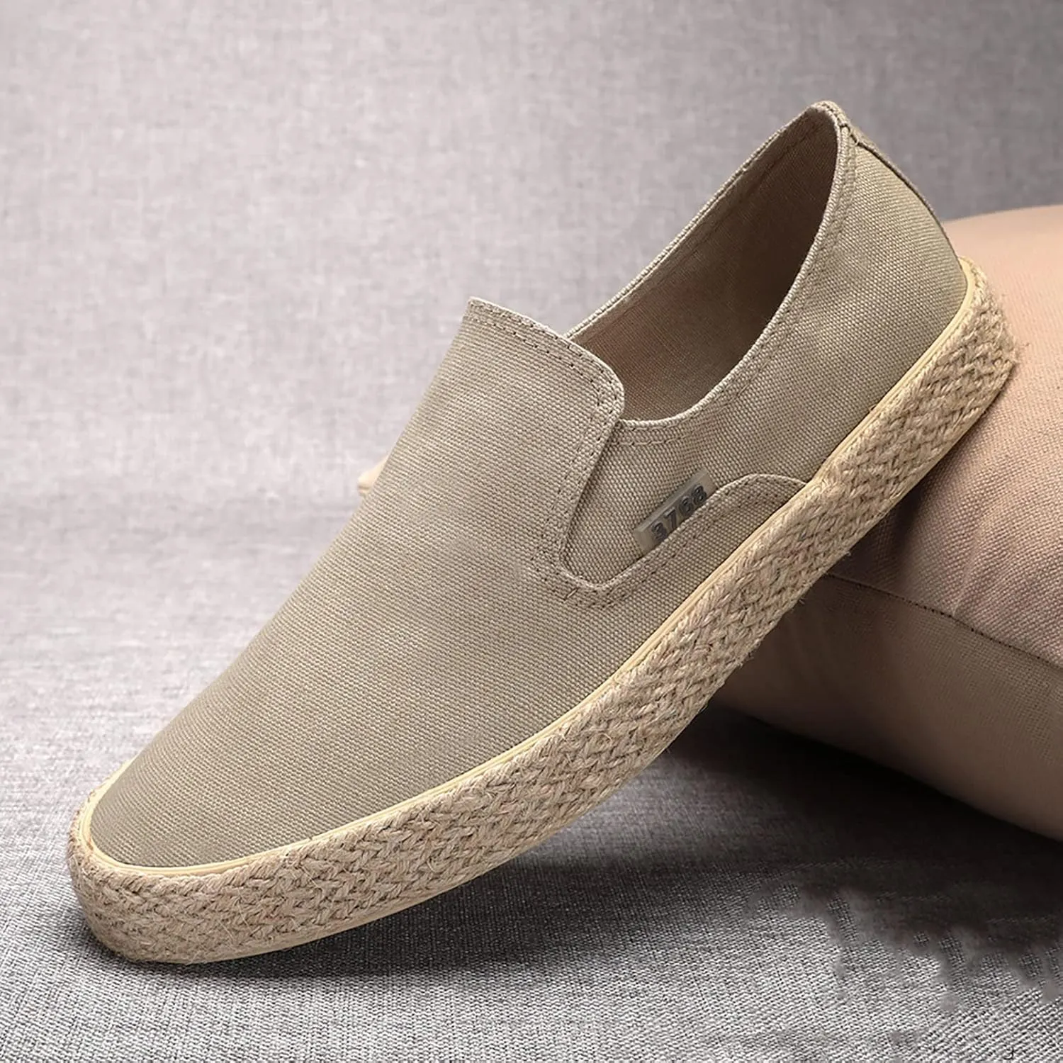 Mens Slip On Sneakers Comfortable Wide Width Espadrilles Casual Sneakers Breathable Lightweight Canvas Sport Shoes Flat Walking Shoes