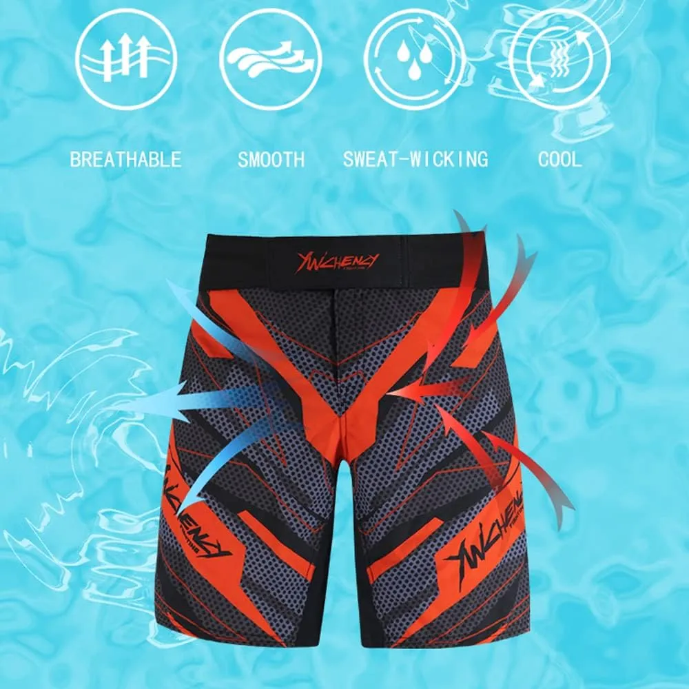 MMA Shorts for Men Fight Grappling Shorts Mens BJJ Shorts for Men No Gi Mid Thigh
