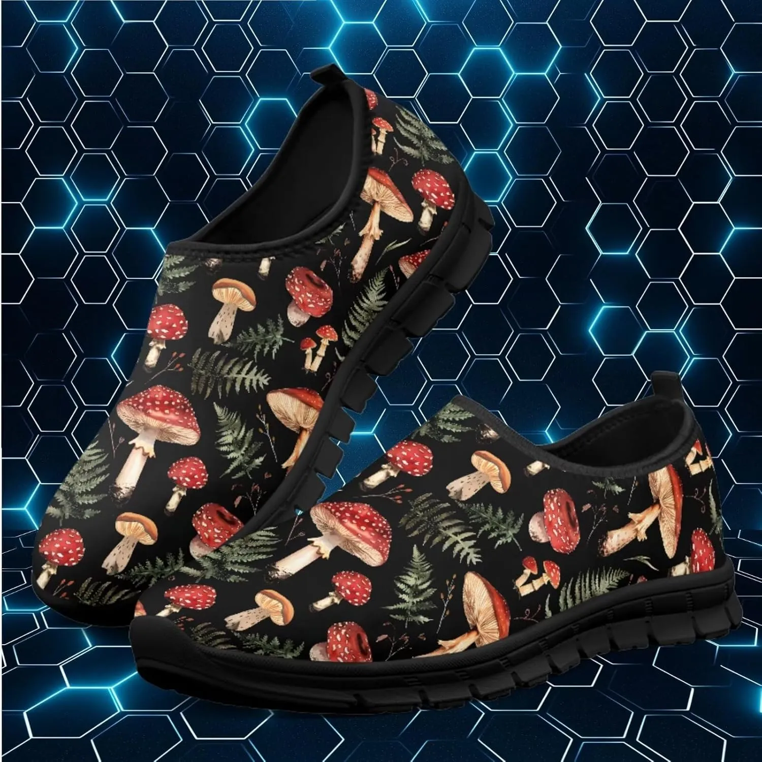 Mushroom Shoes for Women Slip On Casual Walking Sneakers Breathable Lightweight Athletic Running Shoes Mesh Non Slip Gym Workout Shoes
