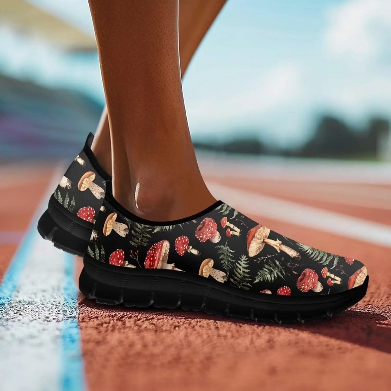 Mushroom Shoes for Women Slip On Casual Walking Sneakers Breathable Lightweight Athletic Running Shoes Mesh Non Slip Gym Workout Shoes