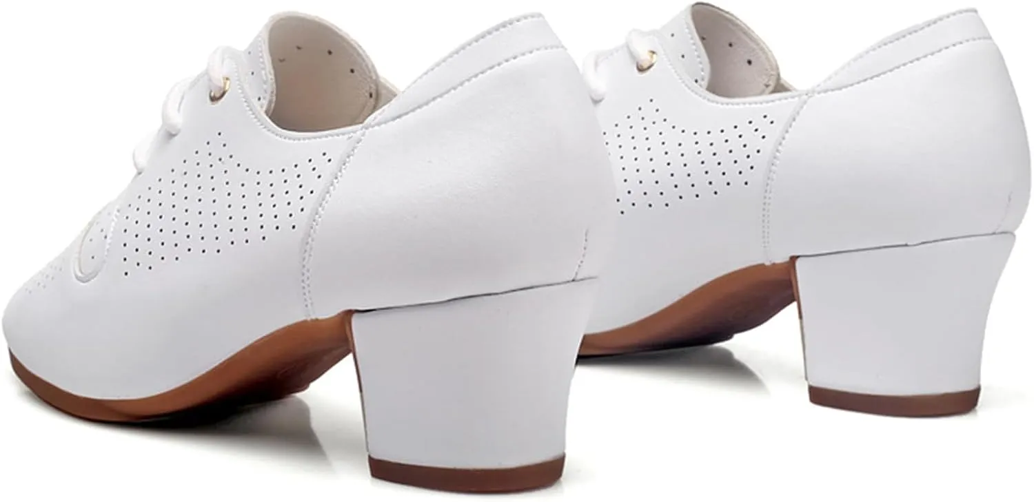 ONAIC Womens Latin Dance Shoes Closed Toe Ballroom Salsa Tango Teaching Practice Dancing Shoes 3.5Cm Heel Breathable Non -Slip Indoor