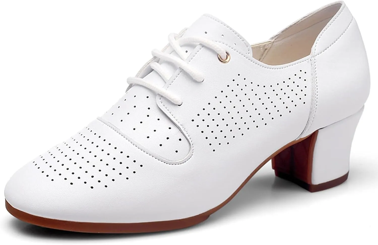 ONAIC Womens Latin Dance Shoes Closed Toe Ballroom Salsa Tango Teaching Practice Dancing Shoes 3.5Cm Heel Breathable Non -Slip Indoor