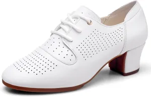 ONAIC Womens Latin Dance Shoes Closed Toe Ballroom Salsa Tango Teaching Practice Dancing Shoes 3.5Cm Heel Breathable Non -Slip Indoor