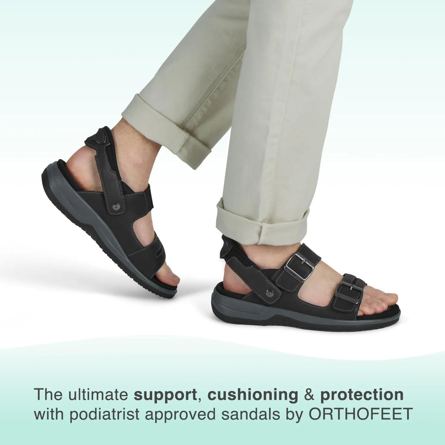 Orthofeet Men's Orthopedic Jupiter Hands-Free Slip-On Sandals