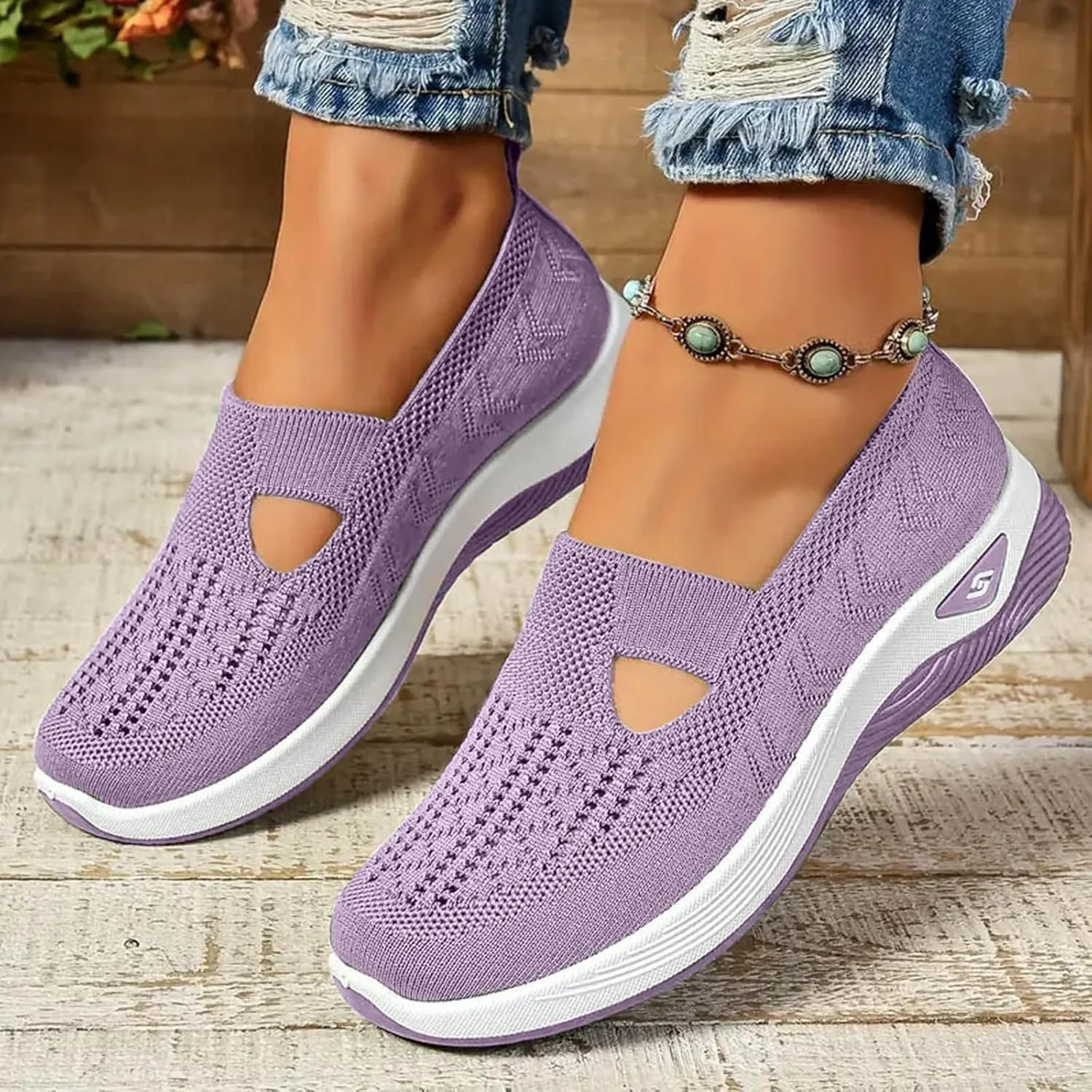 Orthopedic Shoes for Women with Arch Support Non-Slip Sneakers Slip On Wide Width Shoes Breathable Walking Shoes