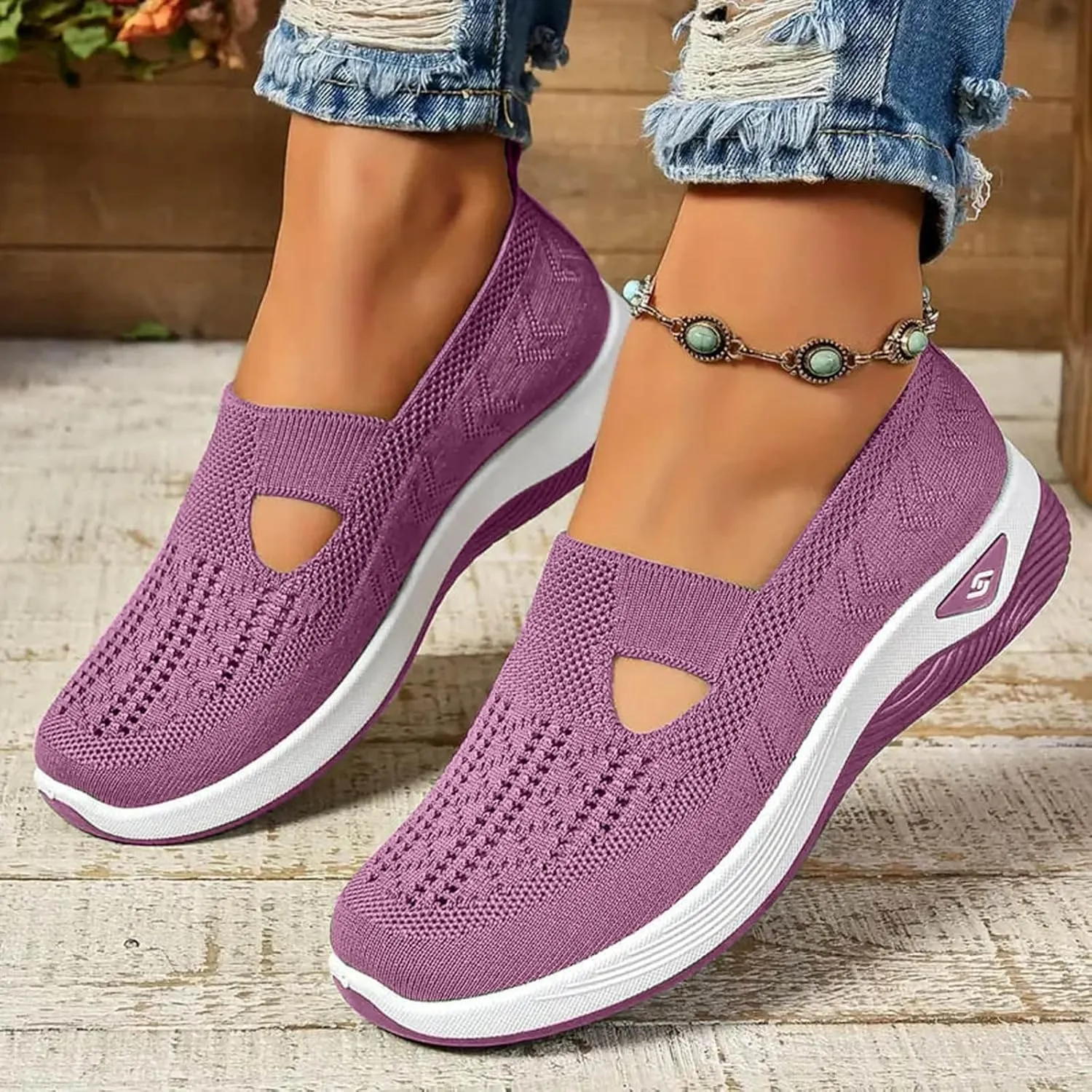 Orthopedic Shoes for Women with Arch Support Non-Slip Sneakers Slip On Wide Width Shoes Breathable Walking Shoes