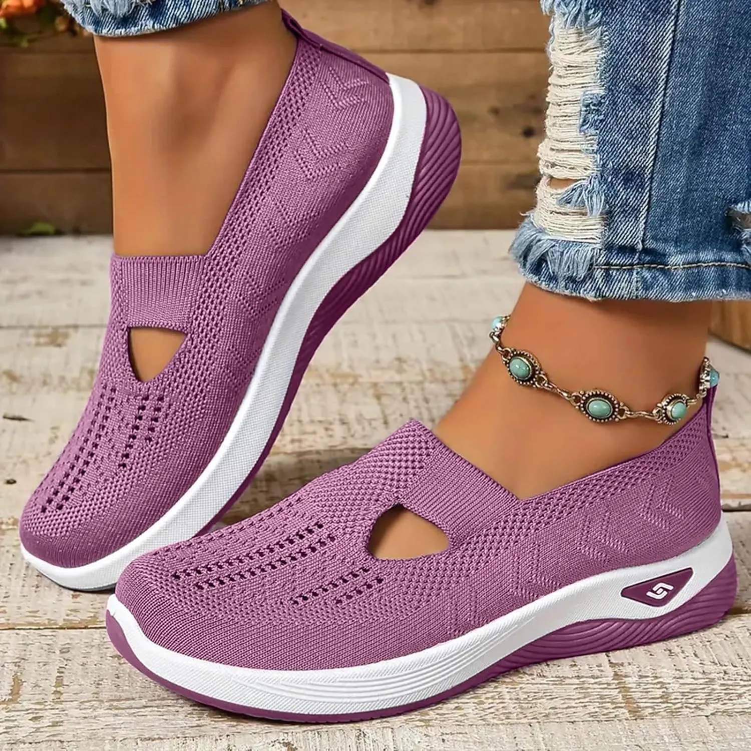 Orthopedic Shoes for Women with Arch Support Non-Slip Sneakers Slip On Wide Width Shoes Breathable Walking Shoes