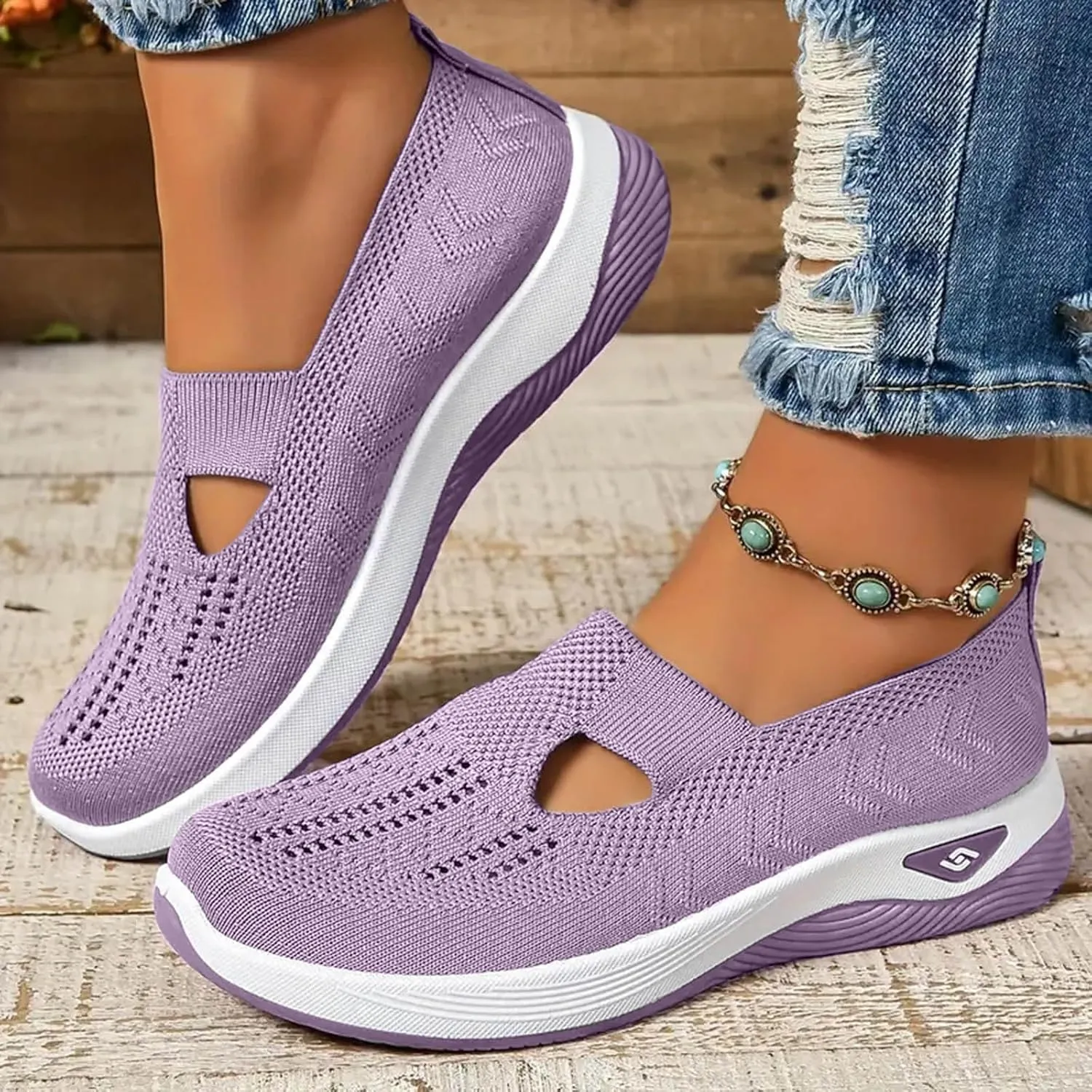 Orthopedic Shoes for Women with Arch Support Non-Slip Sneakers Slip On Wide Width Shoes Breathable Walking Shoes