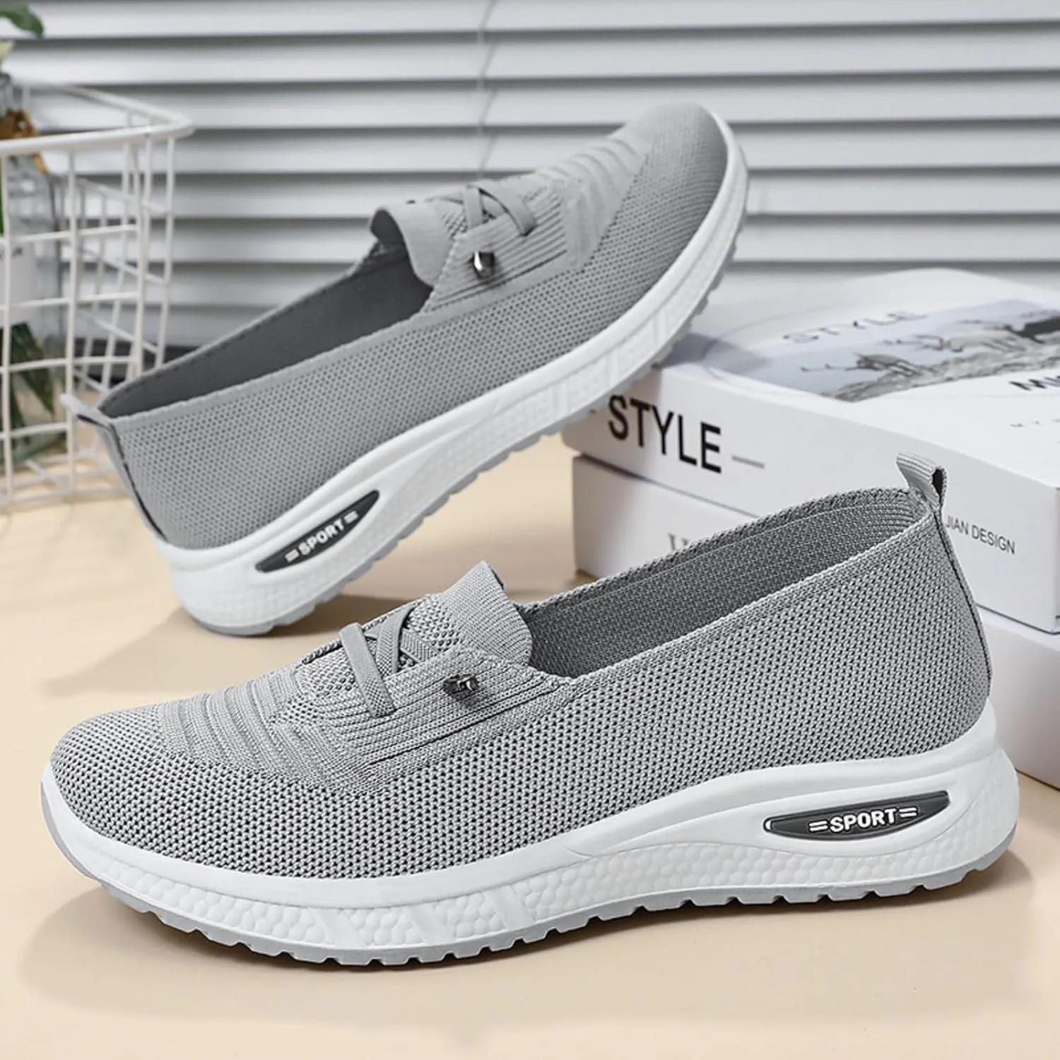 Orthopedic Shoes for Women, Womens Breathable Tennis Shoes Slip On Walking Sneakers Comfortable Mesh Non-Slip Shoes