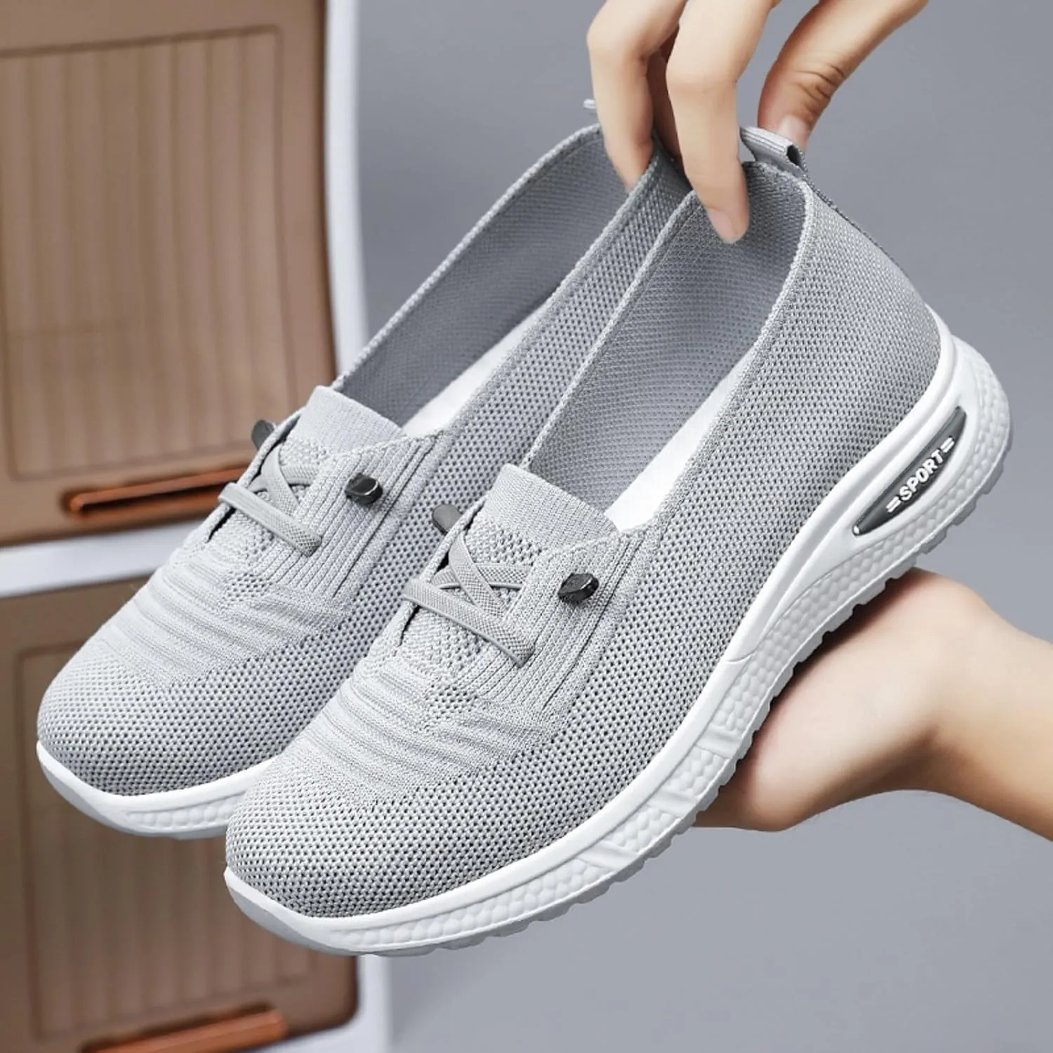 Orthopedic Shoes for Women, Womens Breathable Tennis Shoes Slip On Walking Sneakers Comfortable Mesh Non-Slip Shoes