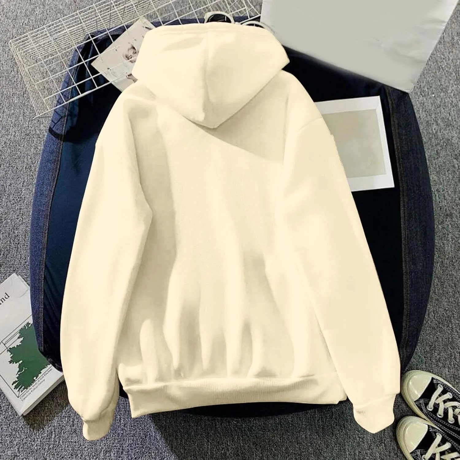 Oversized Sweatshirt For Womens Graphic Butterfly Print Fall Casual Hoodie Drawstring Sweatshirt Pullover With Pockets