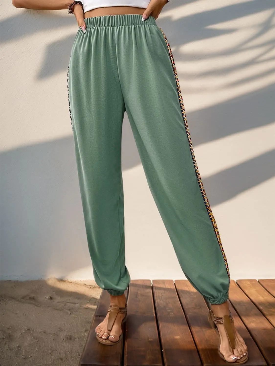 Patchwork joggers with woven detail