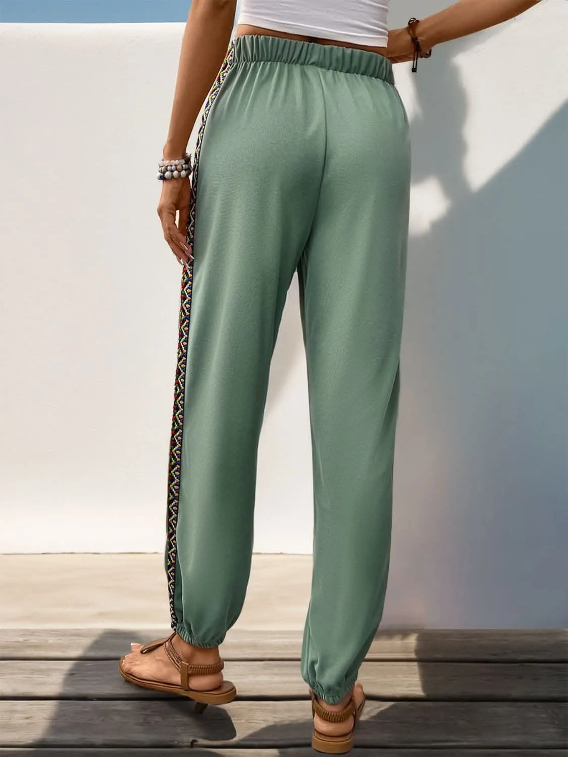 Patchwork joggers with woven detail