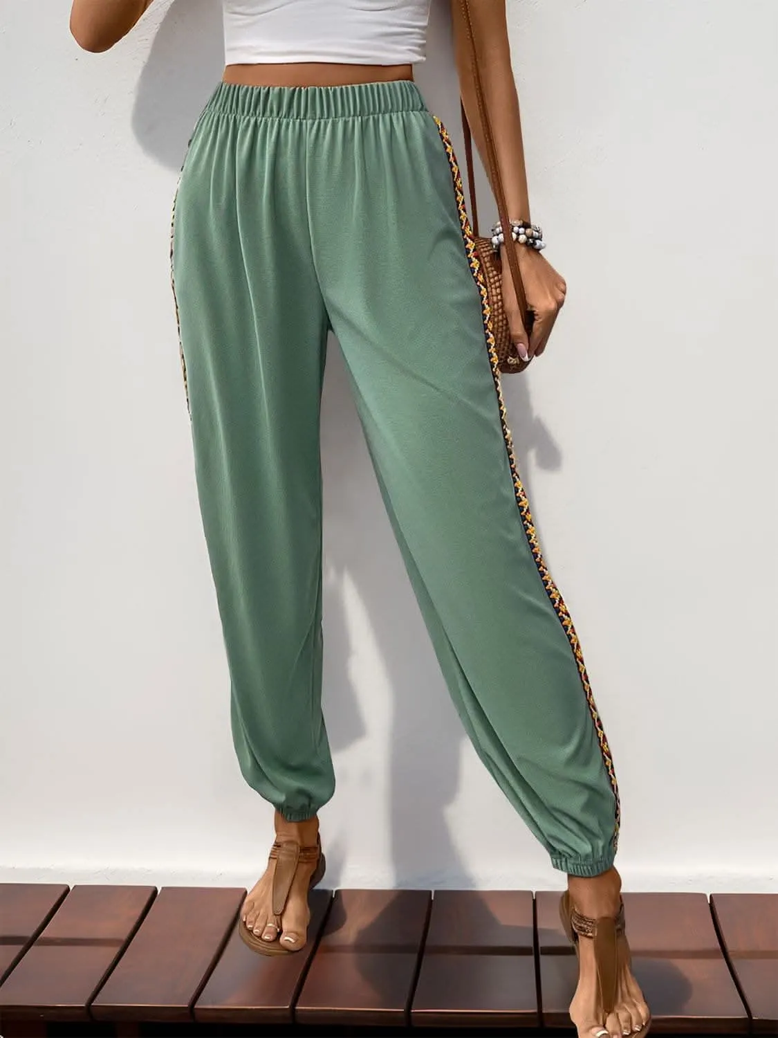 Patchwork joggers with woven detail