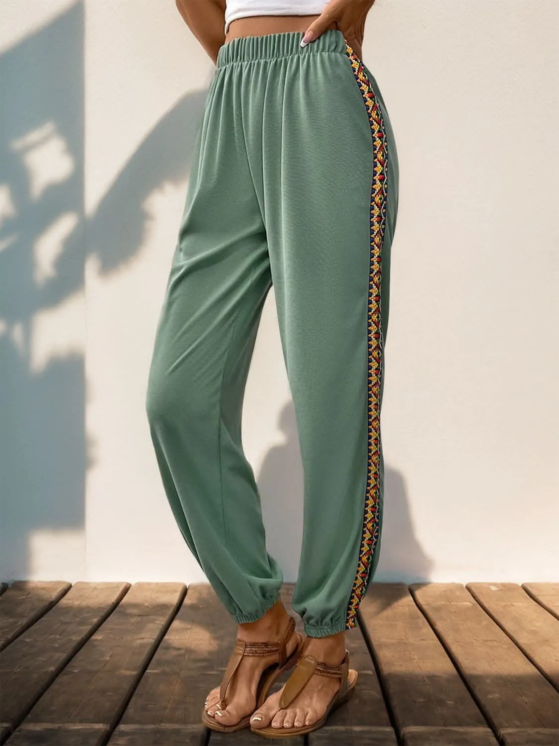 Patchwork joggers with woven detail