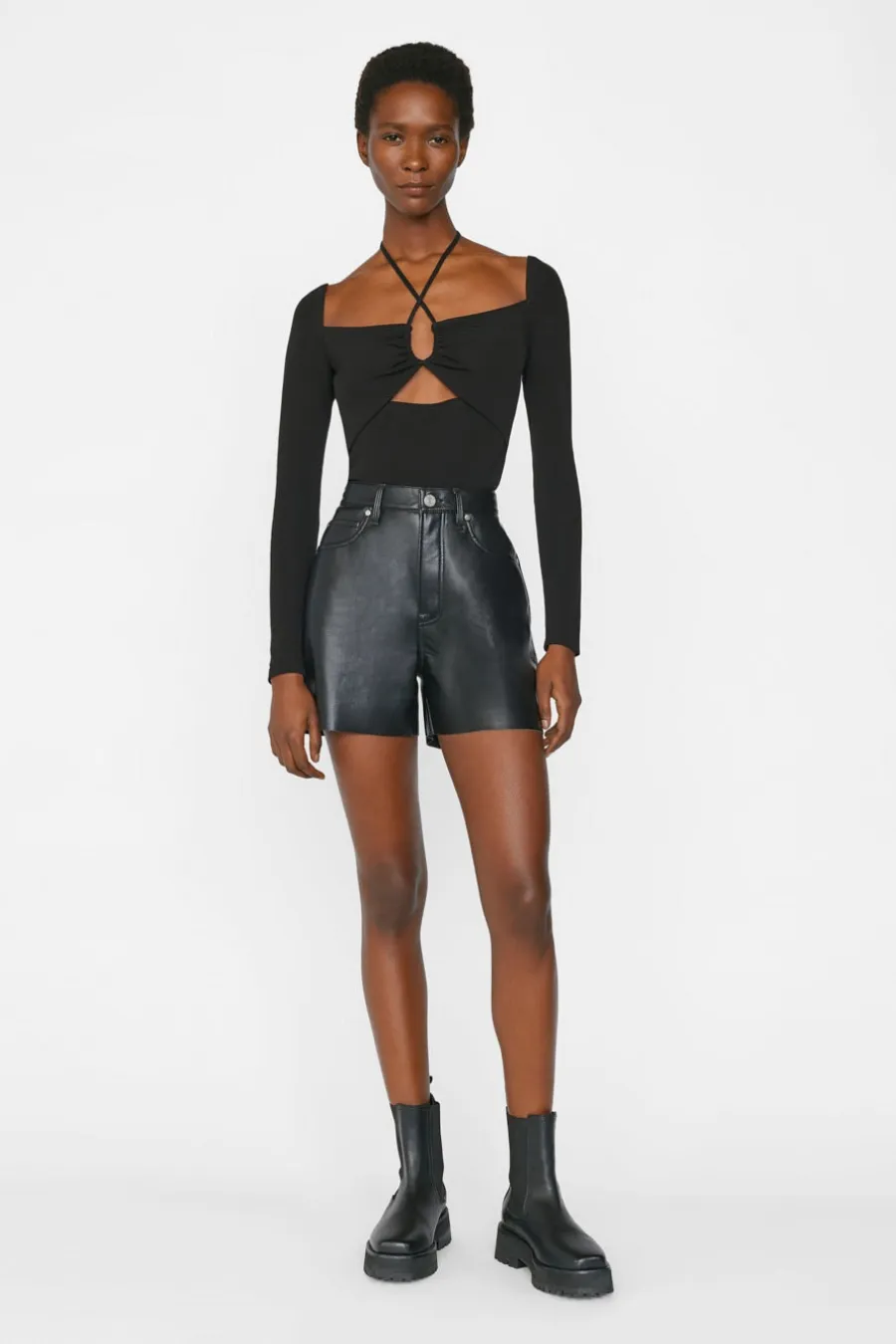 Recycled Leather Le Super High Short Noir