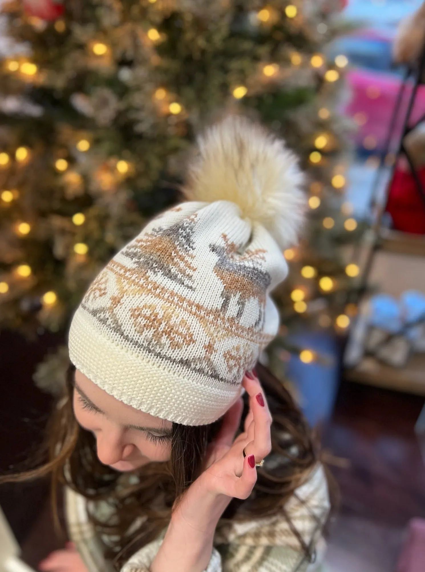 Reindeer/Tree Pom Beanie