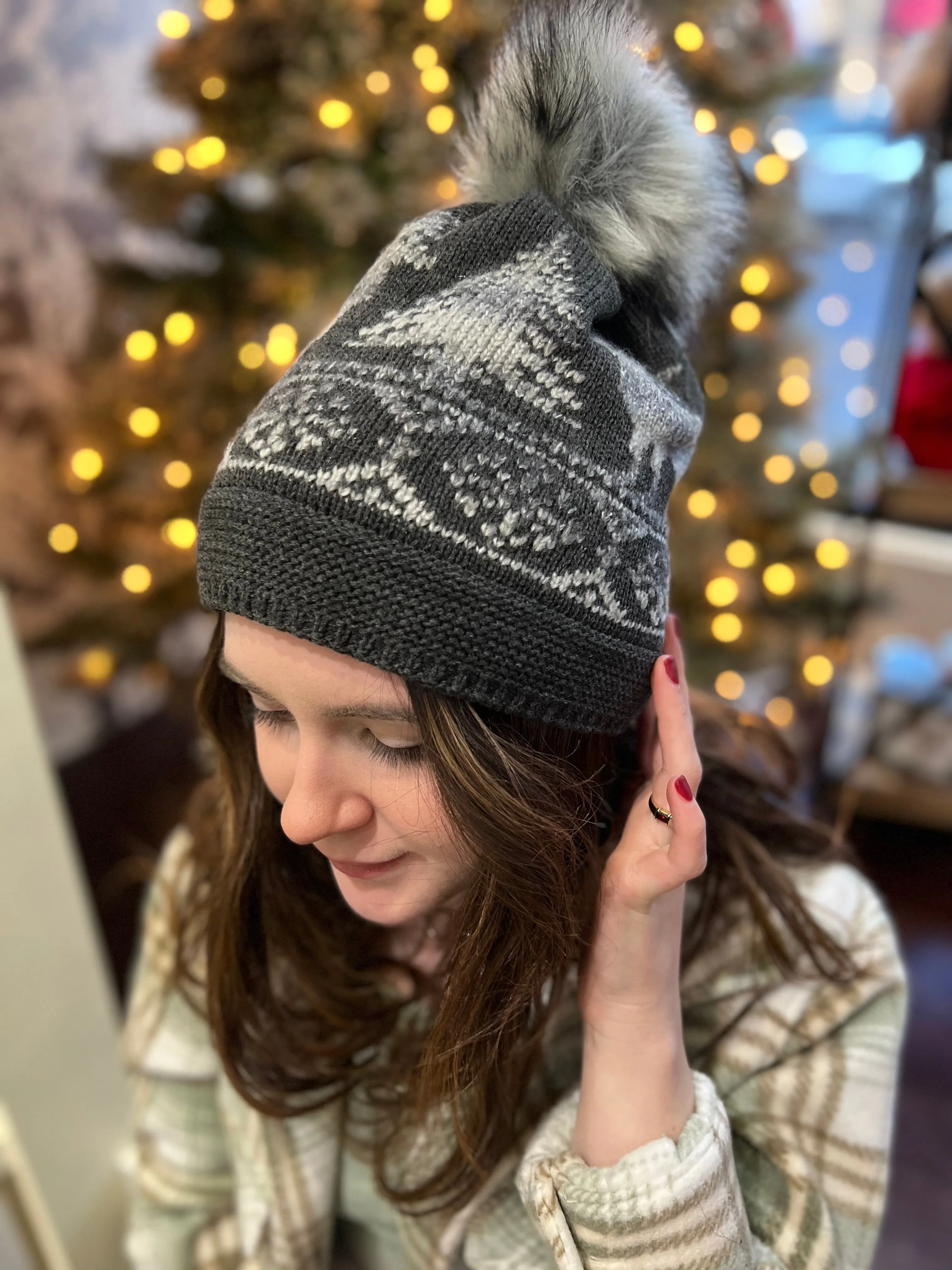 Reindeer/Tree Pom Beanie
