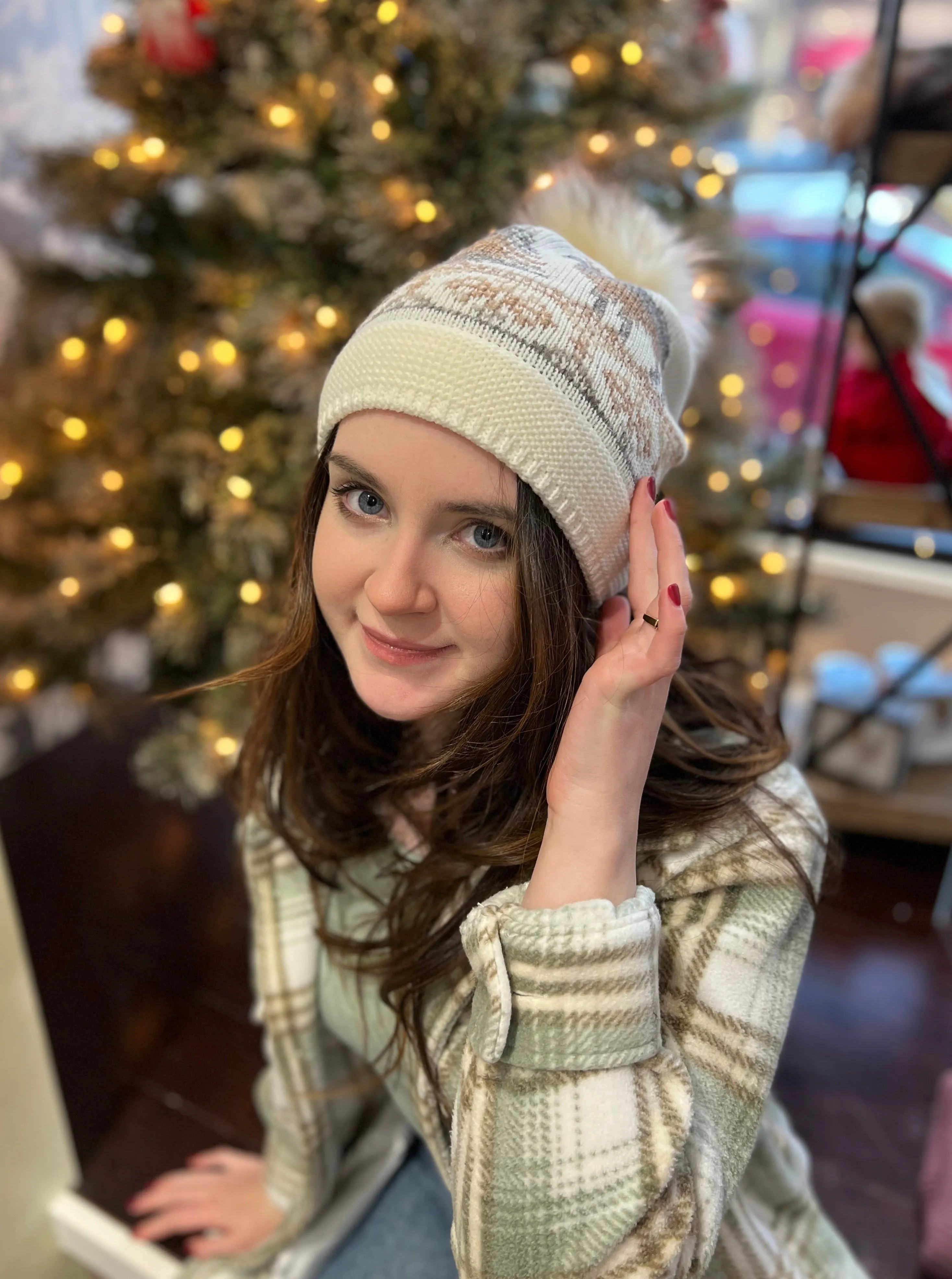 Reindeer/Tree Pom Beanie