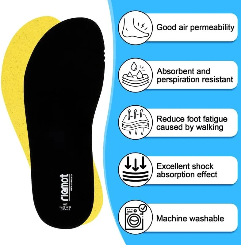 riemot 2 Pairs Memory Foam Insoles for Crocs Clogs,Wide Thin Replacement Inserts for Garden Shoes Nurse Shoe,Removable Washable Comfortable Sole Inserts for Women/Men Black 9
