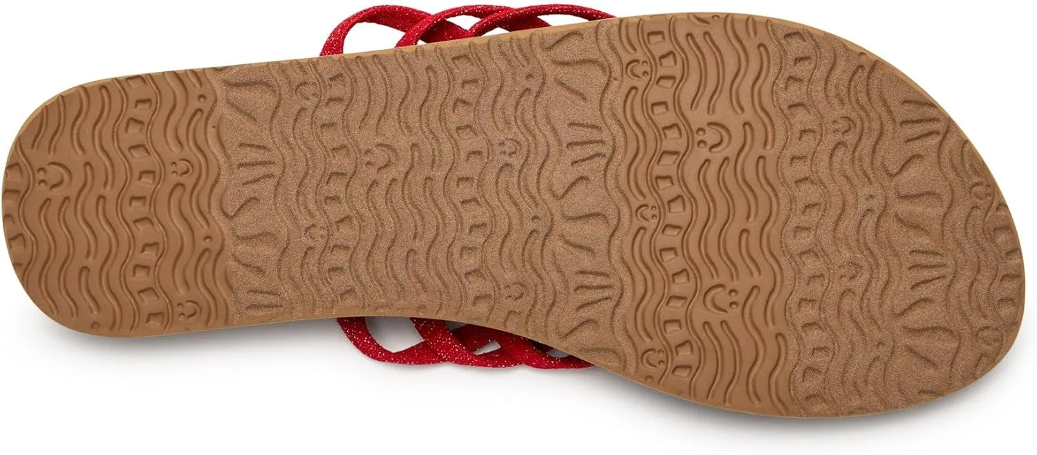 Sanuk Yoga Sandy II Sparkle | Flip Flops for Women | Yoga Sandals For Women | Women's Beach Sandals | Memory Foam Footbed