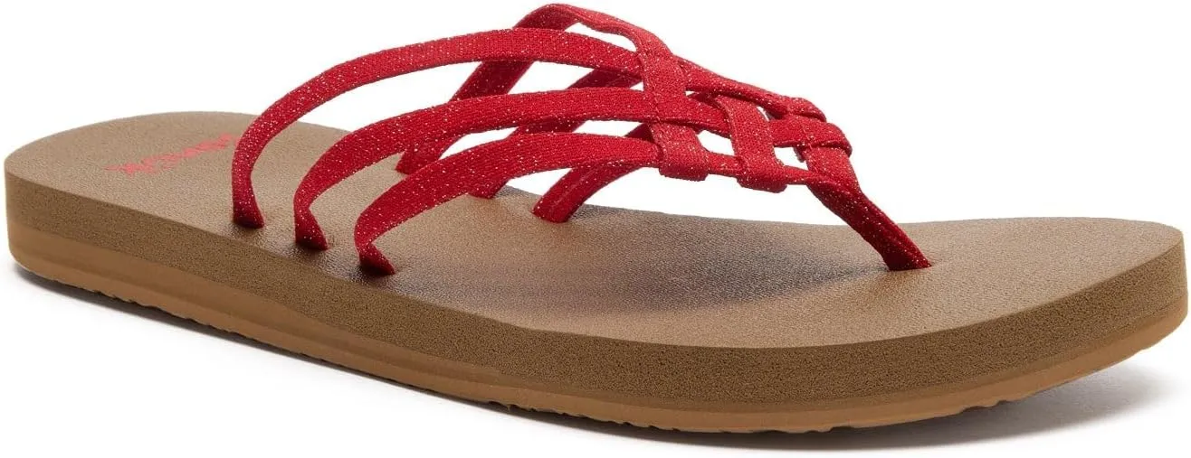 Sanuk Yoga Sandy II Sparkle | Flip Flops for Women | Yoga Sandals For Women | Women's Beach Sandals | Memory Foam Footbed