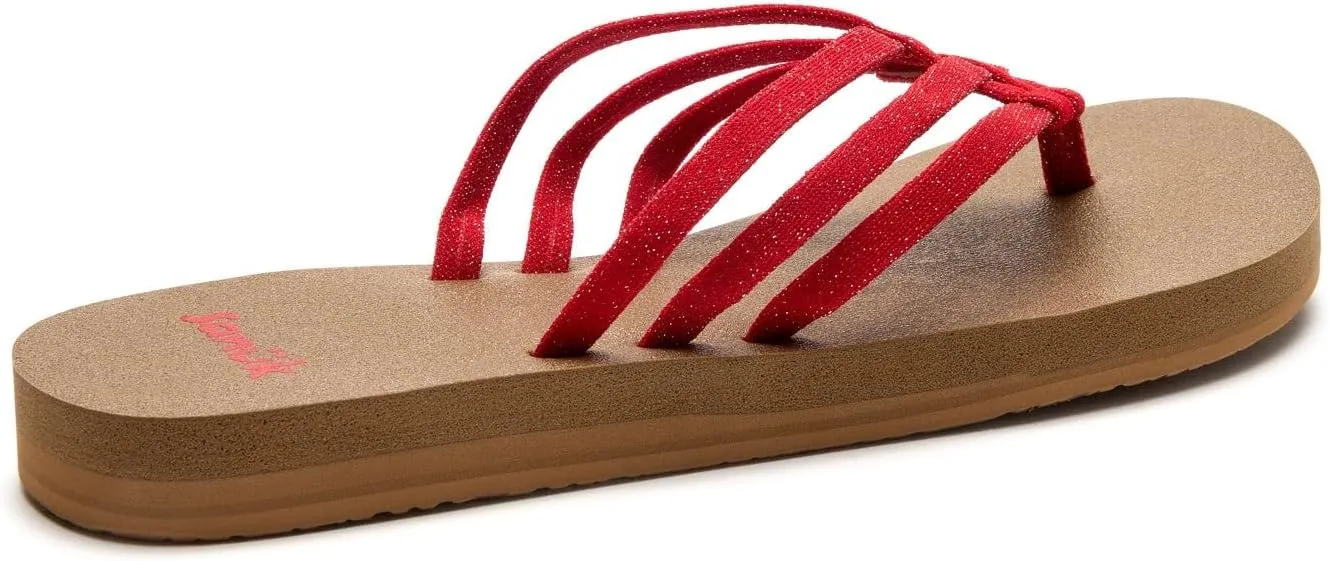 Sanuk Yoga Sandy II Sparkle | Flip Flops for Women | Yoga Sandals For Women | Women's Beach Sandals | Memory Foam Footbed