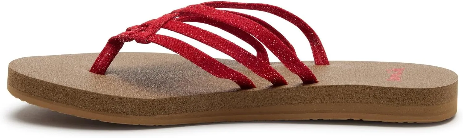 Sanuk Yoga Sandy II Sparkle | Flip Flops for Women | Yoga Sandals For Women | Women's Beach Sandals | Memory Foam Footbed