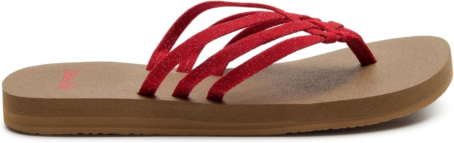 Sanuk Yoga Sandy II Sparkle | Flip Flops for Women | Yoga Sandals For Women | Women's Beach Sandals | Memory Foam Footbed