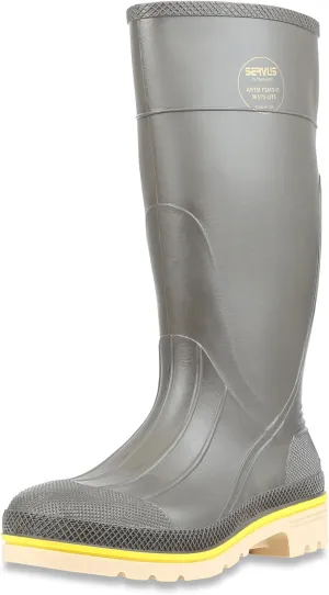 Servus Pro  15" PVC Chemical-Resistant Steel Toe Men's Work Boots, Gray, Yellow & Beige (75105)