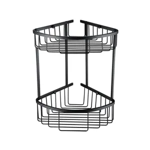 Shower Caddy Corner Shelf 2-Tier Brown 22 x 22 x 38cm