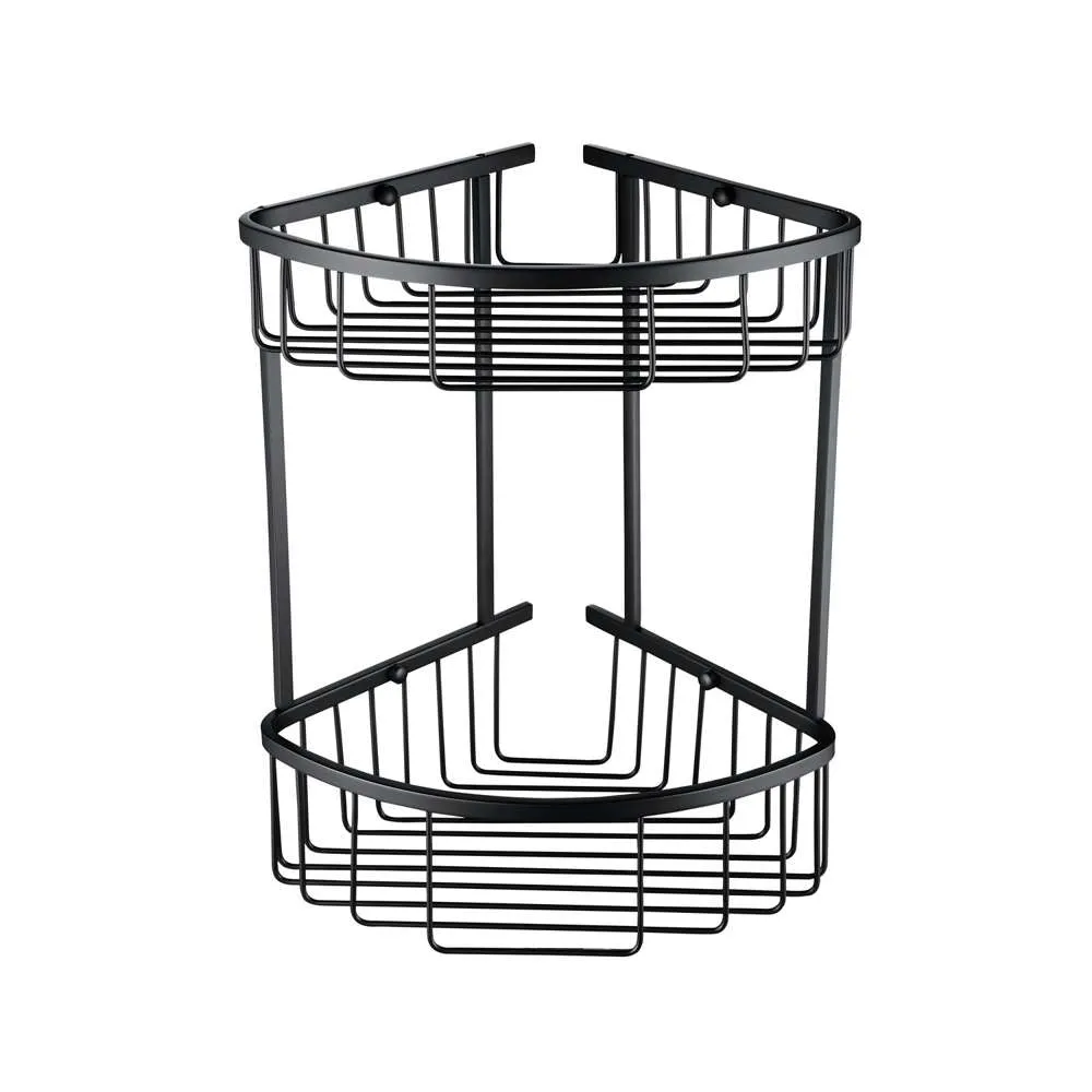 Shower Caddy Corner Shelf 2-Tier Brown 22 x 22 x 38cm