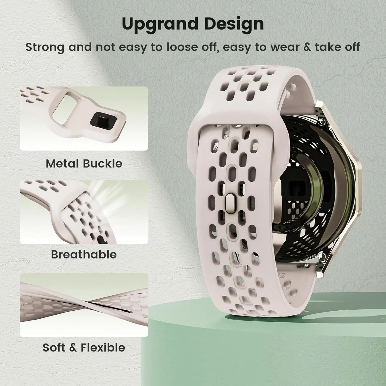Soft Silicone Watch Bands 22mm 20mm 19mm 18mm, Breathable Sweatproof Sport Watch Straps with Quick Release for Women & Men (2 Packs)
