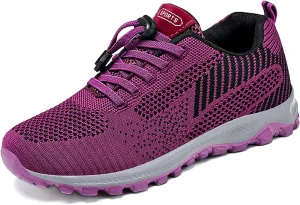 SOLPNOW Women's Stretch Elastic Strap Slip On Mesh Sneakers with Arch Support Breathable Comfortable Casual Walking Platform Sneakers,Outdoor Non-Slip Workout Running Sneakers