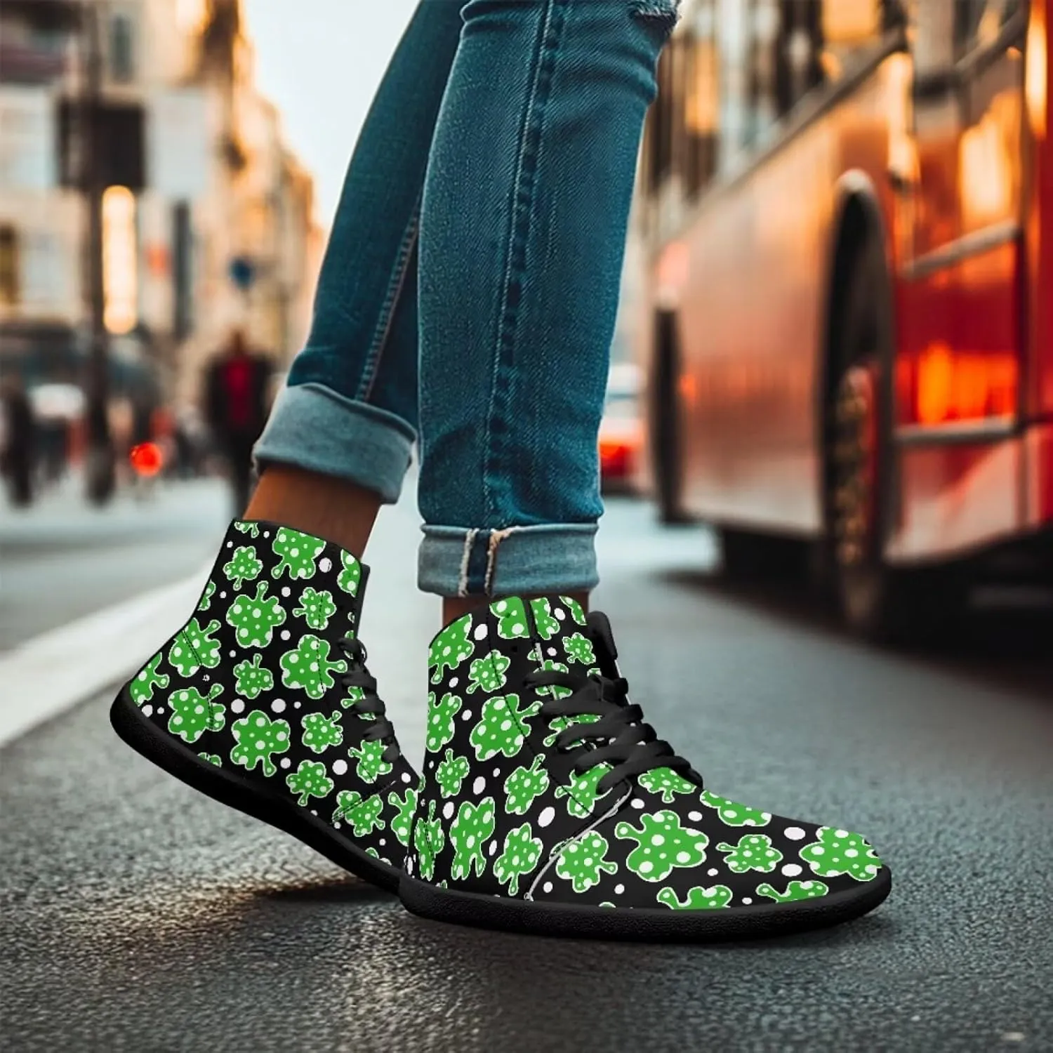 St. Patrick's Day Design Mens High Top Sneakers Women Barefoot Shoes Minimalist Lace Up Zero Drop Sole Wide Tow Running Shoes