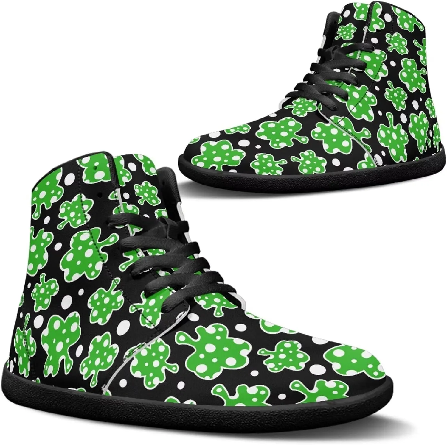 St. Patrick's Day Design Mens High Top Sneakers Women Barefoot Shoes Minimalist Lace Up Zero Drop Sole Wide Tow Running Shoes