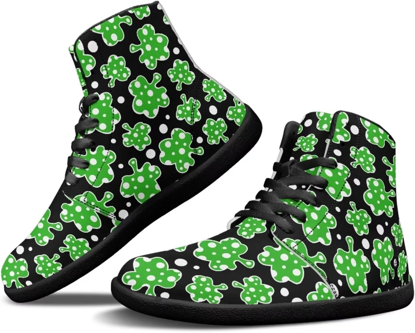 St. Patrick's Day Design Mens High Top Sneakers Women Barefoot Shoes Minimalist Lace Up Zero Drop Sole Wide Tow Running Shoes