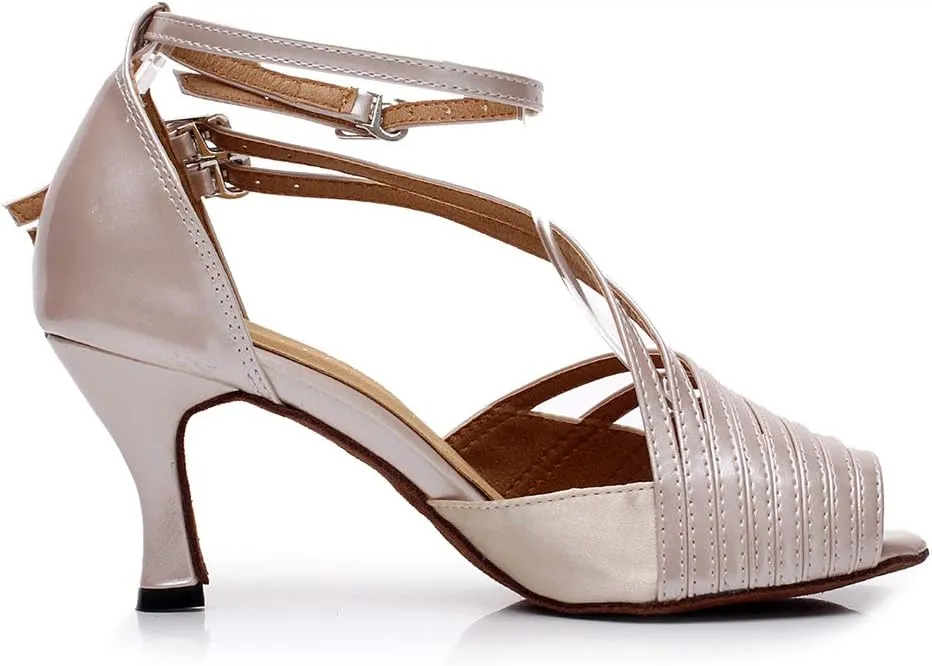 SWDZM Women Ballroom Dance Shoes Latin Salsa Bachata Practice Performance Dance Shoes,Model-QJW6105