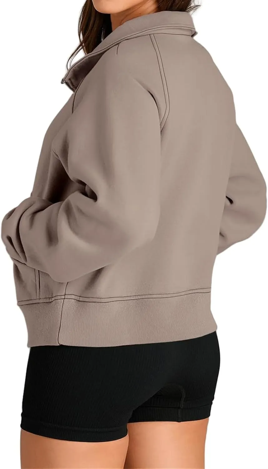 Sweatshirts for Women Half Zip Up Casual Hoodies Loose Thicked Shirts Long Sleeve Solid Tops Y2K Outfits with Pockets