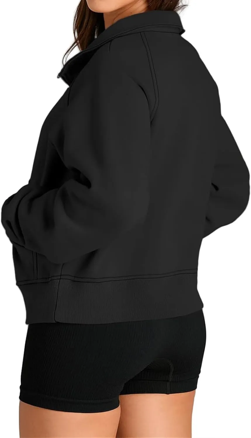 Sweatshirts for Women Half Zip Up Casual Hoodies Loose Thicked Shirts Long Sleeve Solid Tops Y2K Outfits with Pockets