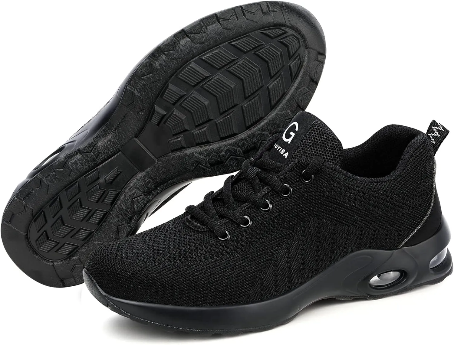 Tinefiy Steel Toe Shoes Men Women Lightweight Air Cushion Safety Sneakers Slip Resistant Work Sneakers Safety Toe Tennis Shoes Indestructible Shoe